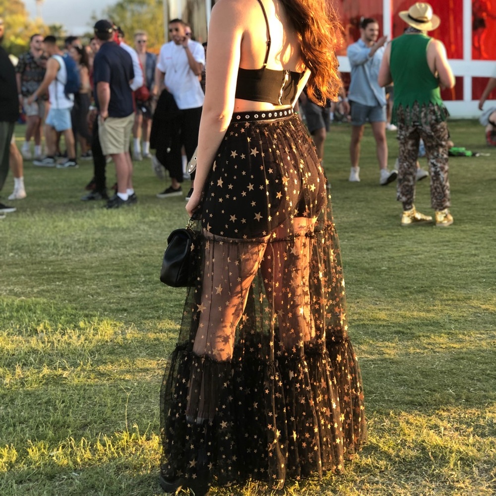 Free people tulle skirt with gold stars